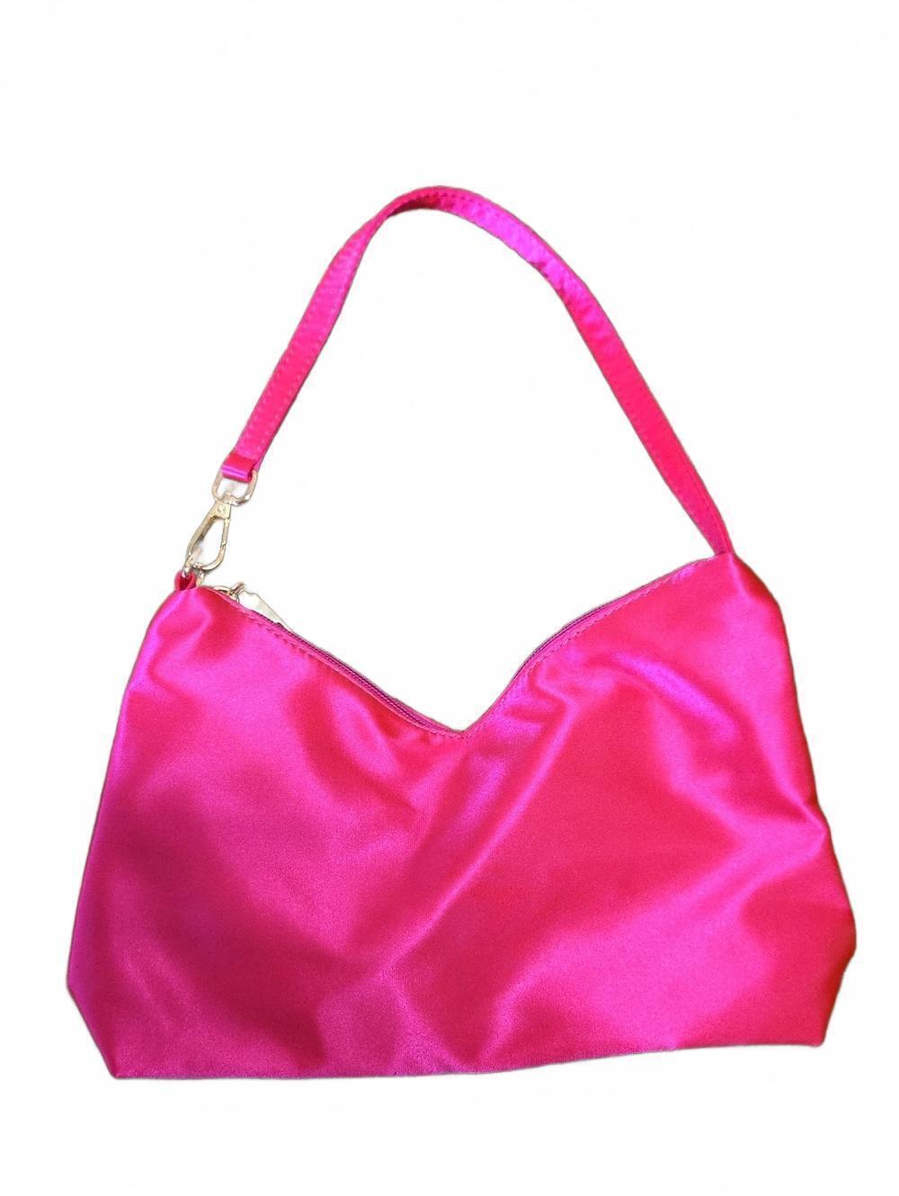 Hot Pink Satin Top-Handle Women's Bag